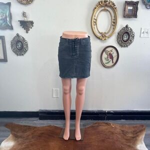 Hudson Lace-Up Front Denim Mini Skirt | Washed Black | Size 28